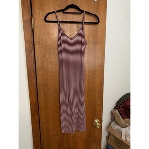 Burgundy and White Striped Dress